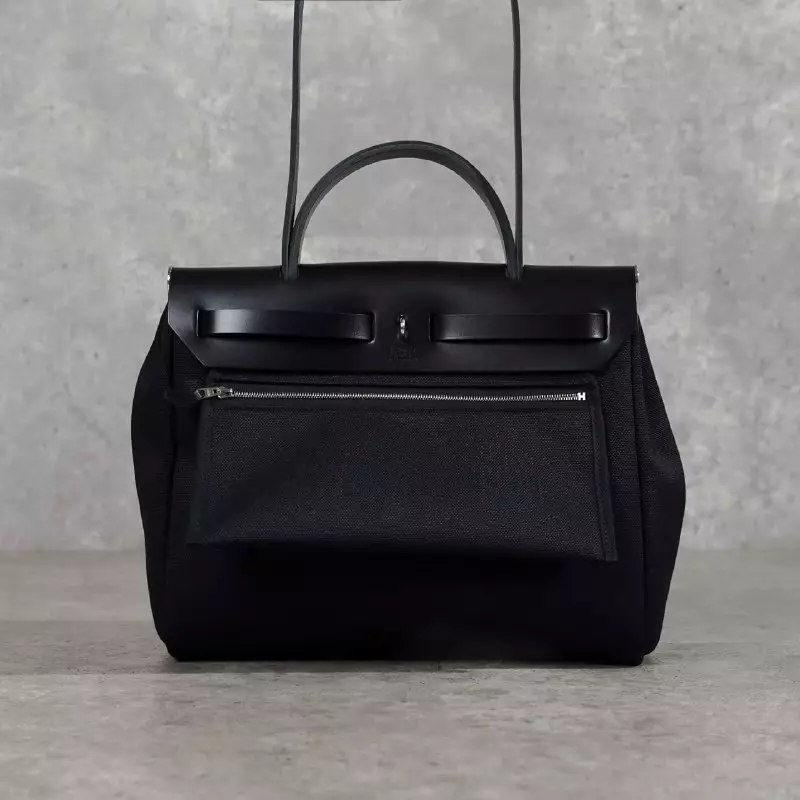 Tas HERMES HERBAG 31 HB31 ALL BLACK PHW SHOULDER BAG 100% ORIGINAL