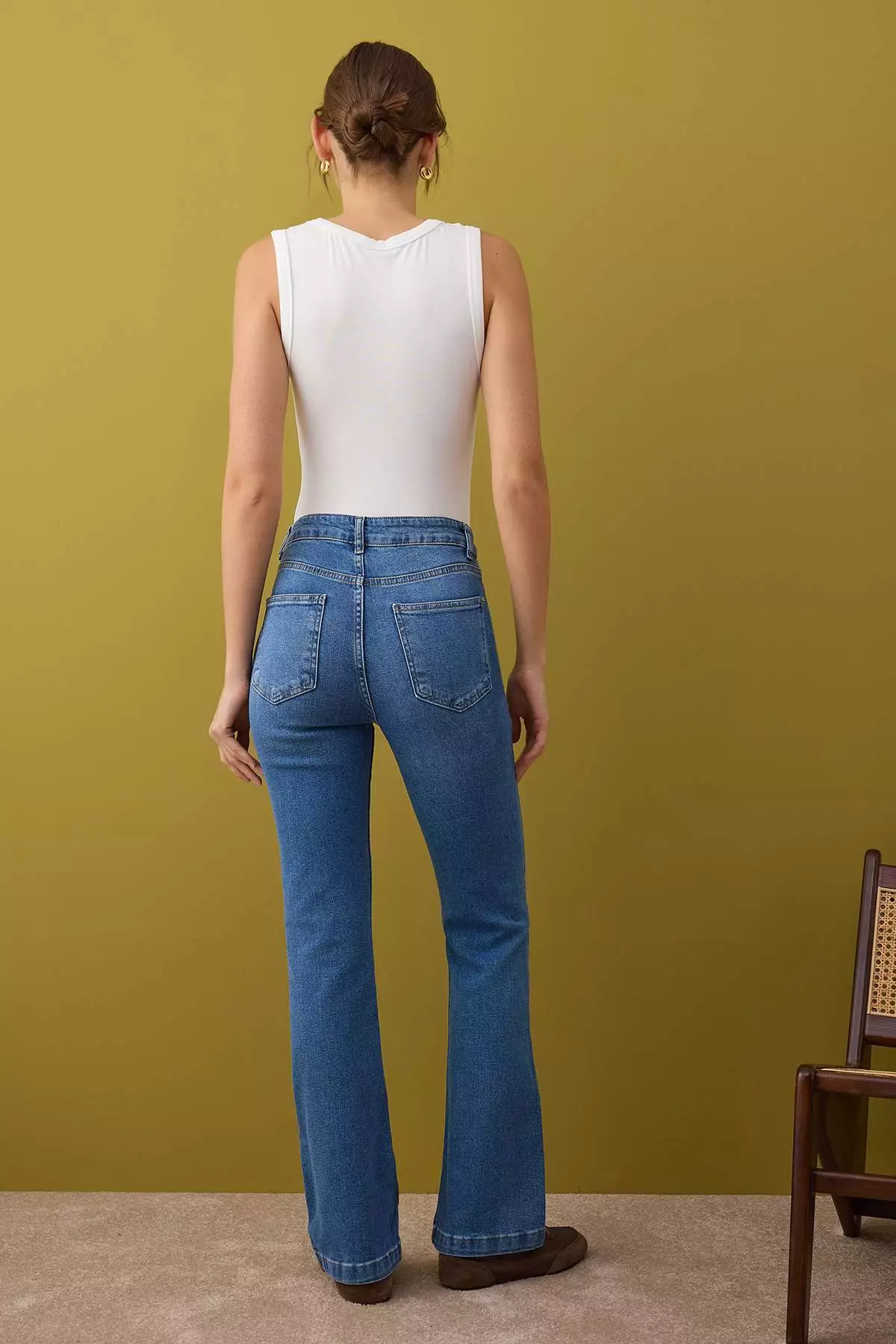 Blue High Waist Flared Jeans Twoaw26Je00047