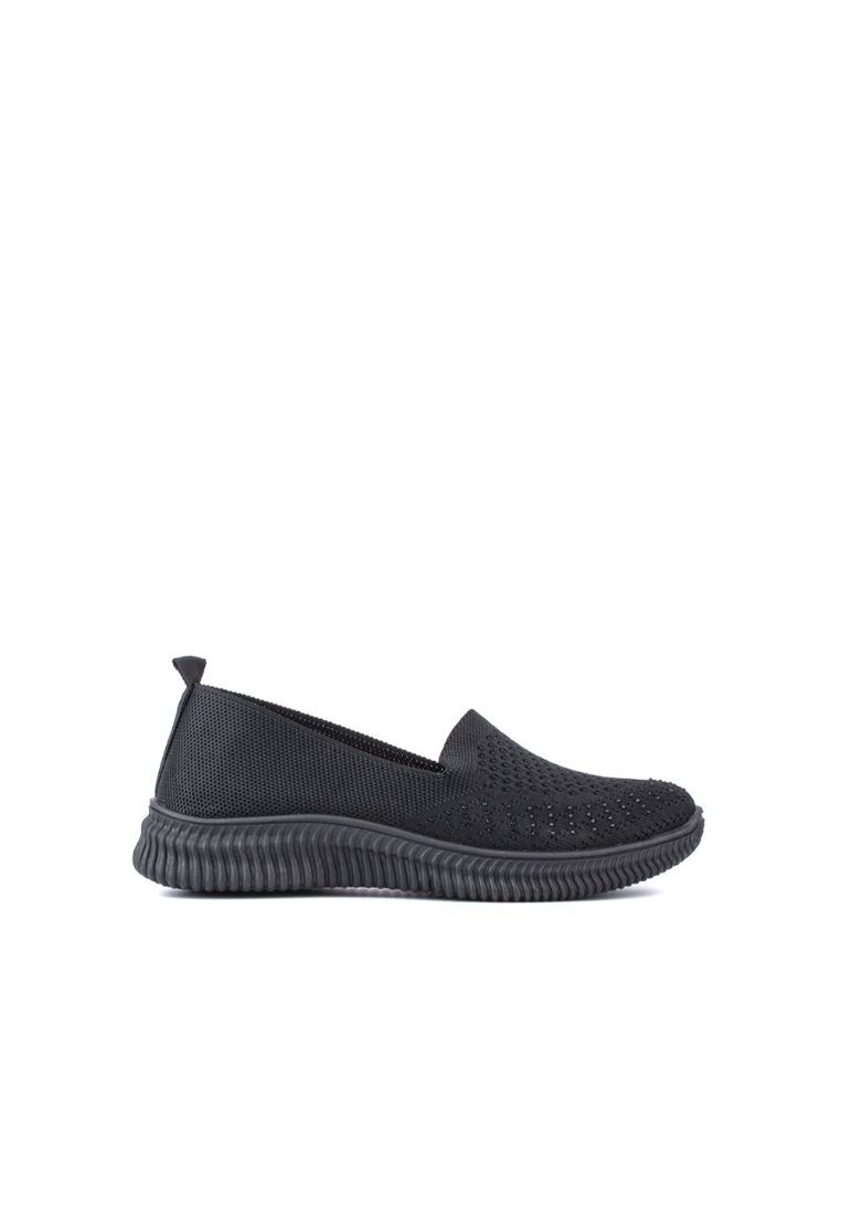 LARRIE Women Black Glitter Coated Comfort Sporty Sneakers