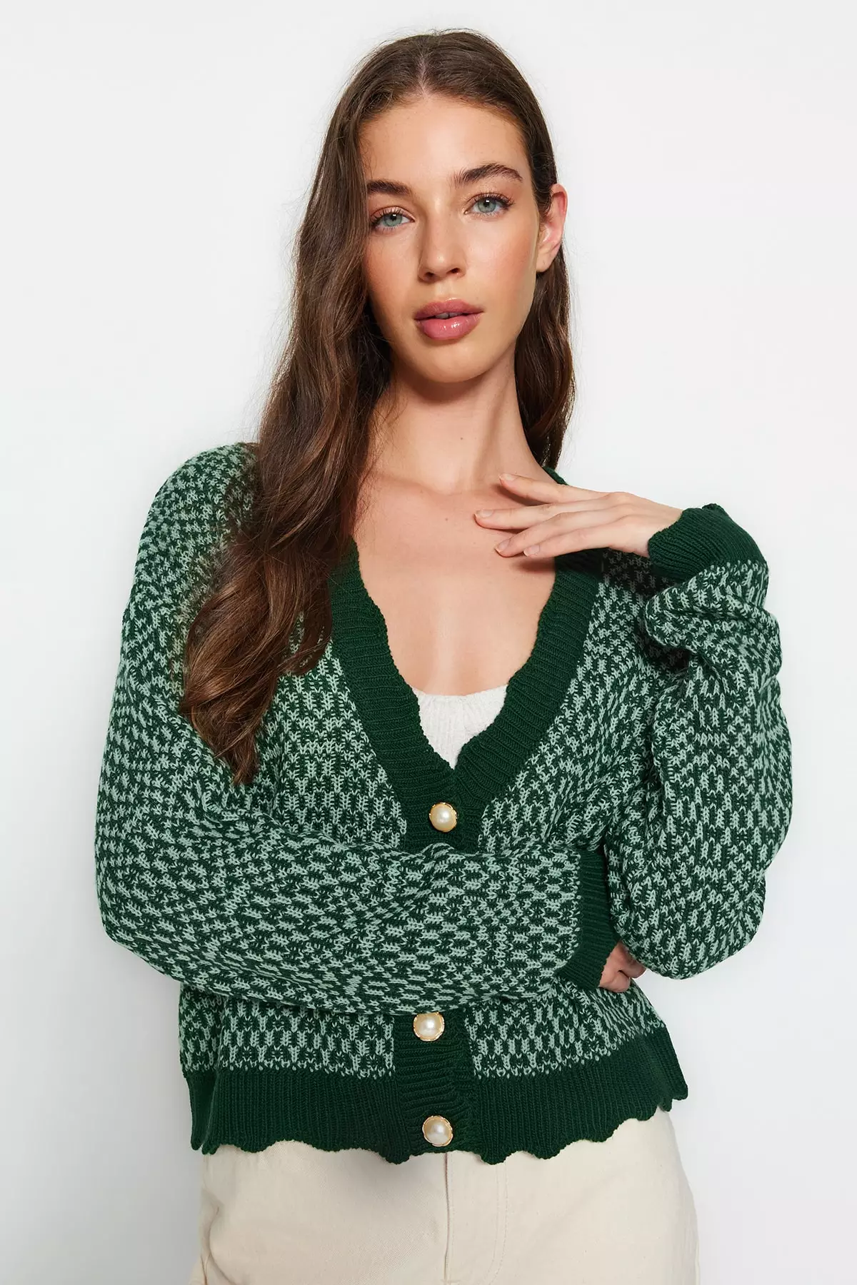 Khaki green 2024 cardigan womens