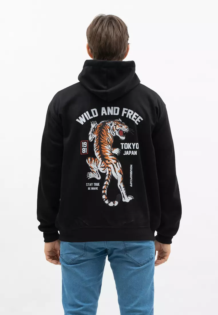 Houseofcuff Jaket Jumper Hoodie Sweater Hitam Motif Wild And Free