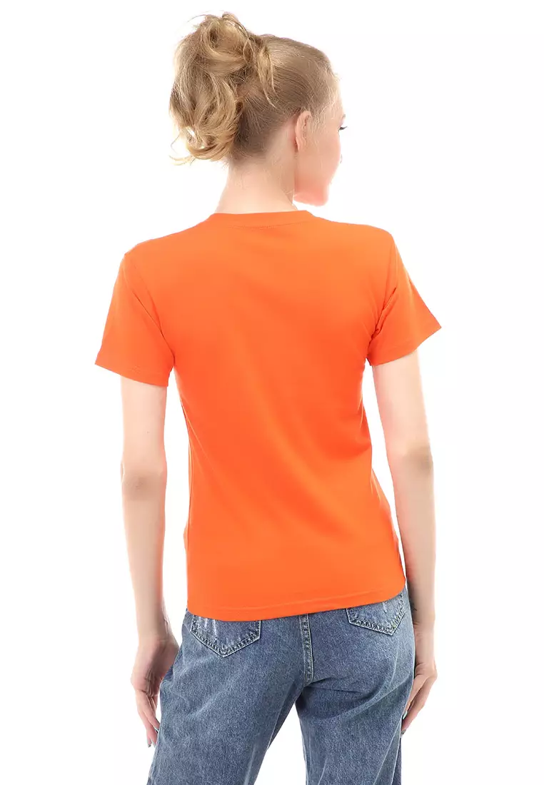 Genevie T-Shirt Kaos Kasual Wanita All Is Well Short Sleeve Material Cotton Combed ORIGINAL - Orange