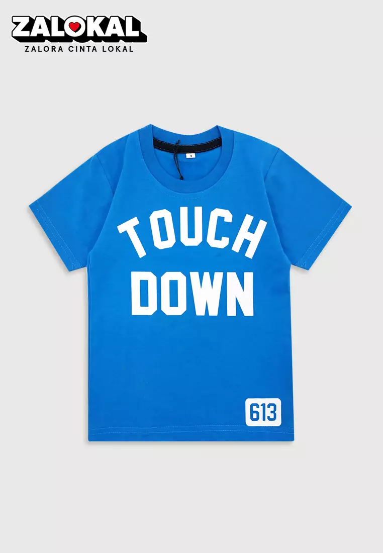 Wakakids Baju Atasan Kaos Anak Laki Laki Usia 1 Tahun Hingga 4 Tahun T-shirt Motif Touch Down 3954 Turkis