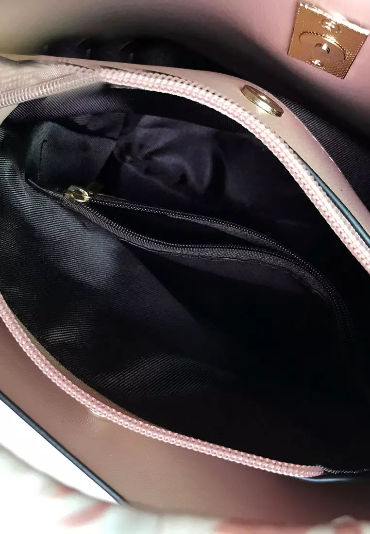 Women's Chain Top Handle Bag / Sling Bag / Crossbody Bag / Shoulder Bag (Tas Selempang Wanita / Tas Tangan Wanita / Tas Bahu Wanita) - Merah Jambu