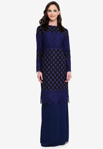 Belle Lace Kurung from Syaiful Baharim in Blue