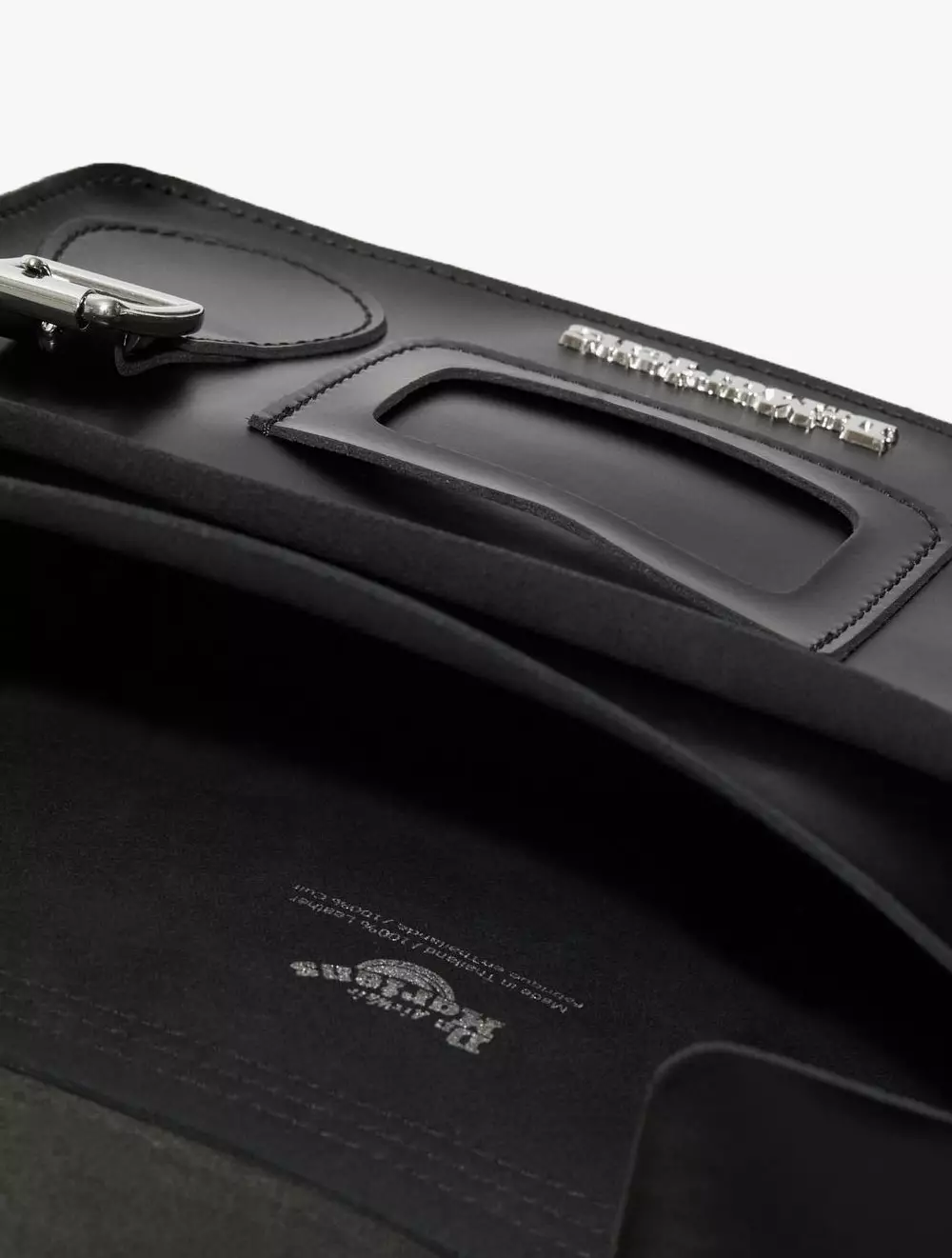 AB097001 - 11 inch Leather Messenger Bag - Black