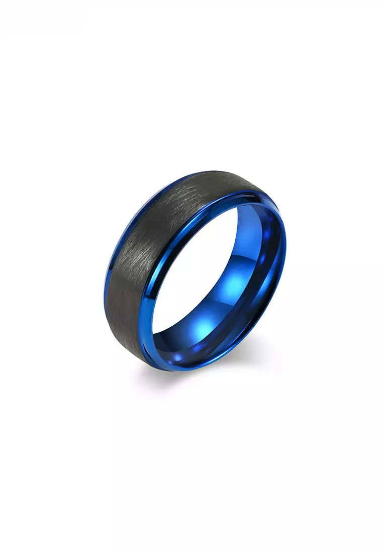 Mens blue tungsten hot sale wedding bands