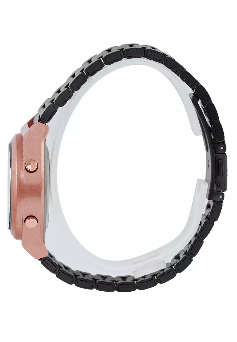 Alexandre Christie - Female Digital Watches - Jam Tangan Digital Wanita - Rosegold - Black Stainless Steel - 9385 LHBBRBA