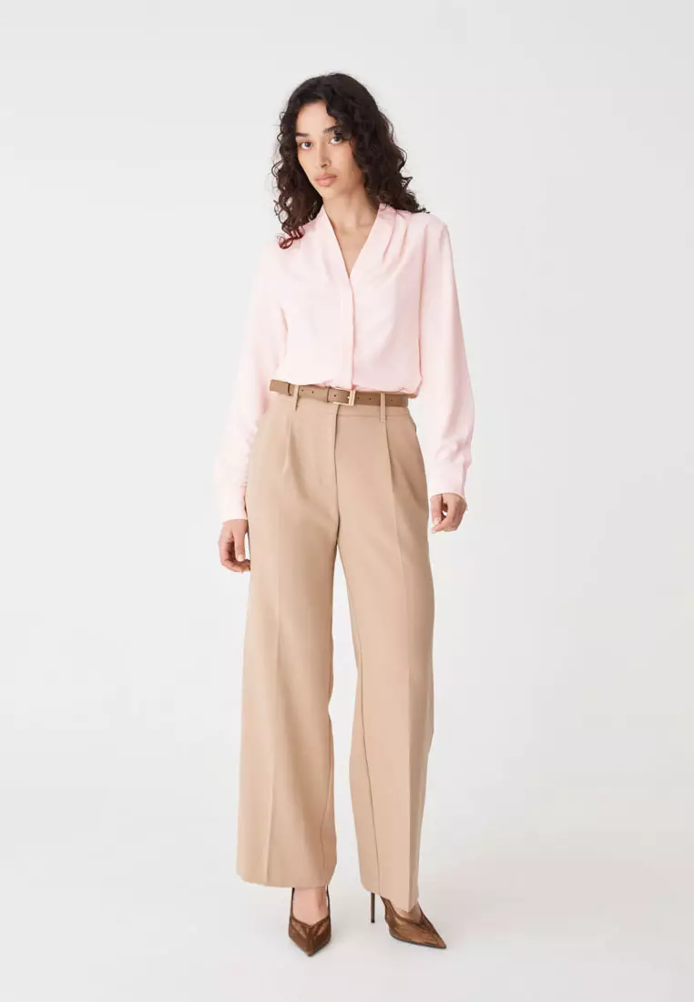 Claudia Pleat Neck Blouse