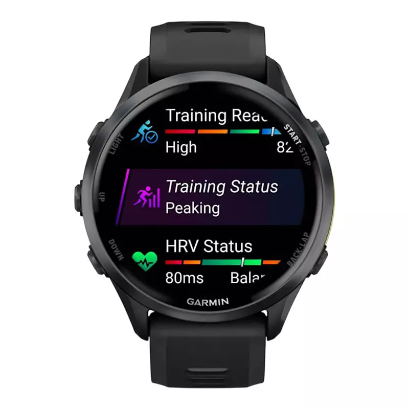 Jam Tangan Unisex Garmin Forerunner 970 010-02969-60 Smartwatch Titanium Black/Translucent Whitestone Band