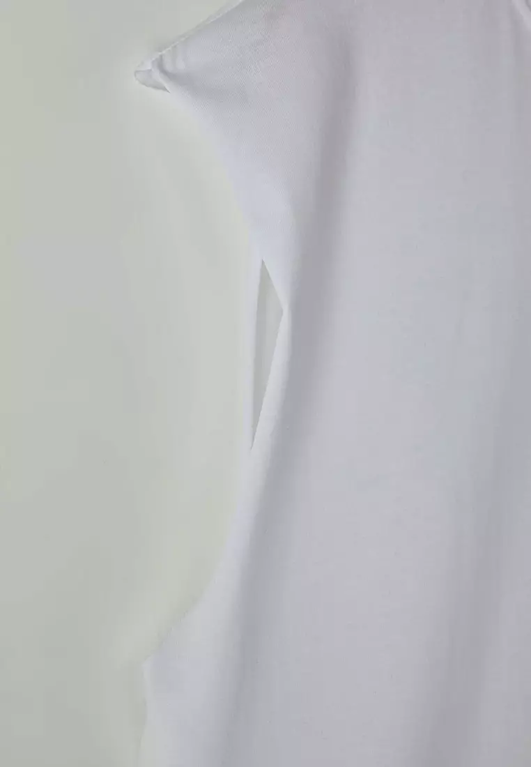 White Regular/Normal Cut Basic 100% Cotton Plus Size Tank Top TMNSS25CV00000