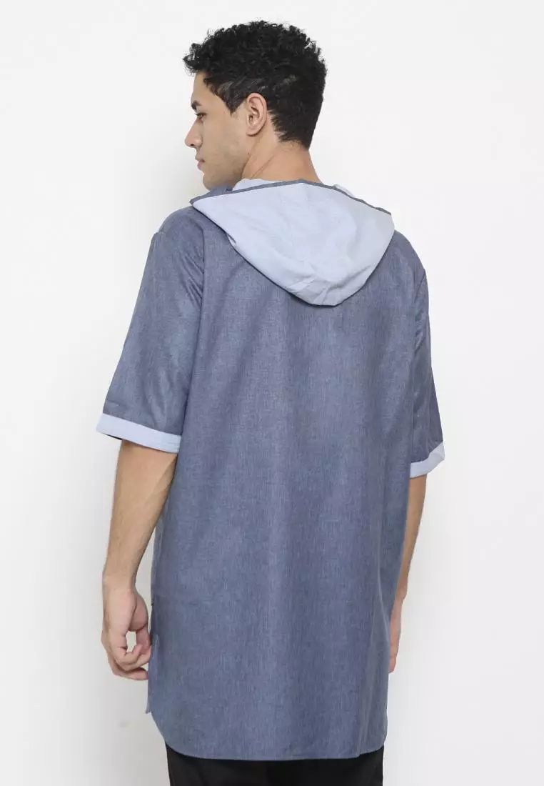 Zayidan Baju Koko Gamis Muslim Pria Faiq Hoodie - Denim