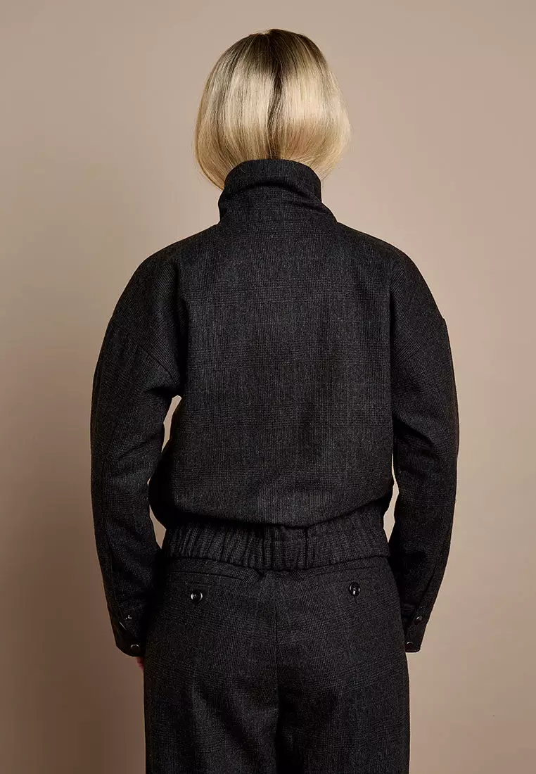 GWD Lewlyn Grey Checked Bomber Jacket
