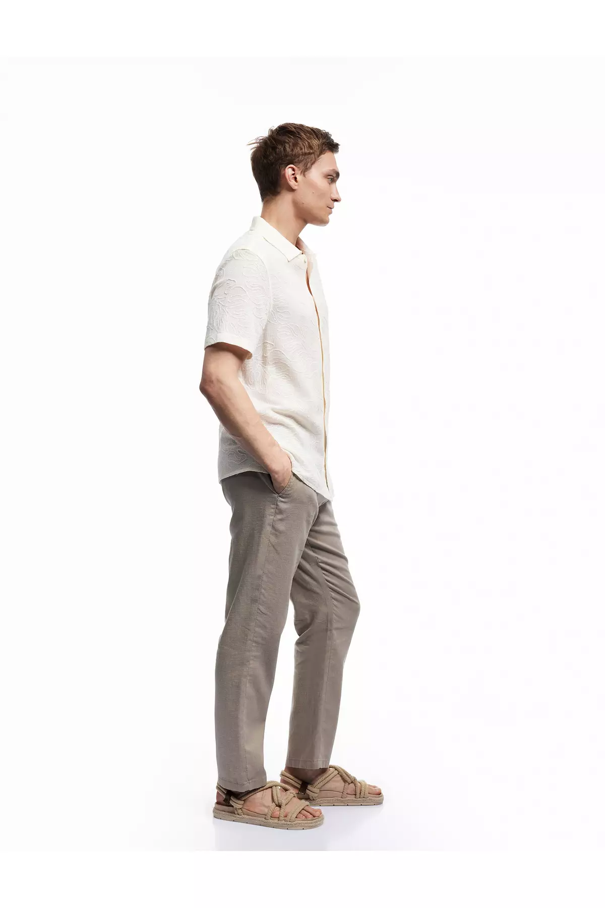 Regular Fit Waist Lace-Up Trousers With Pocket Detail