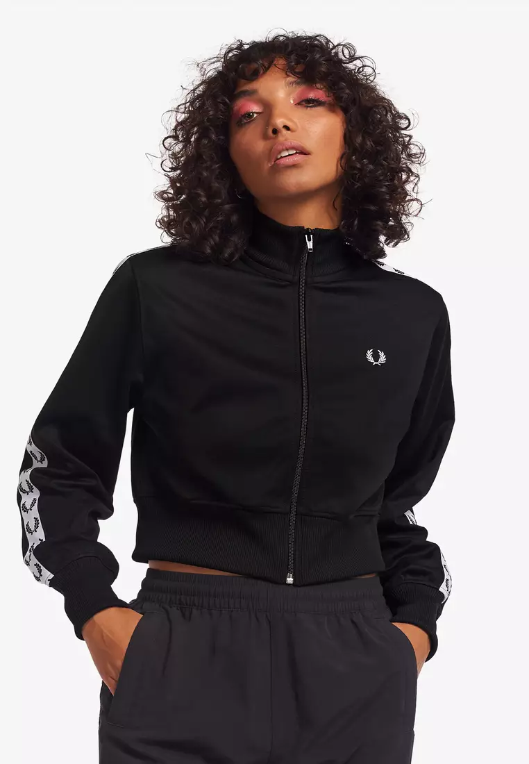 Fred Perry J1100 Cropped Taped Track Jacket (Black)