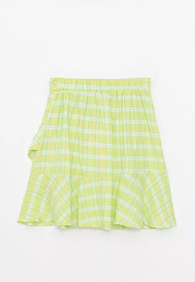 Elastic waist 2025 plaid skirt