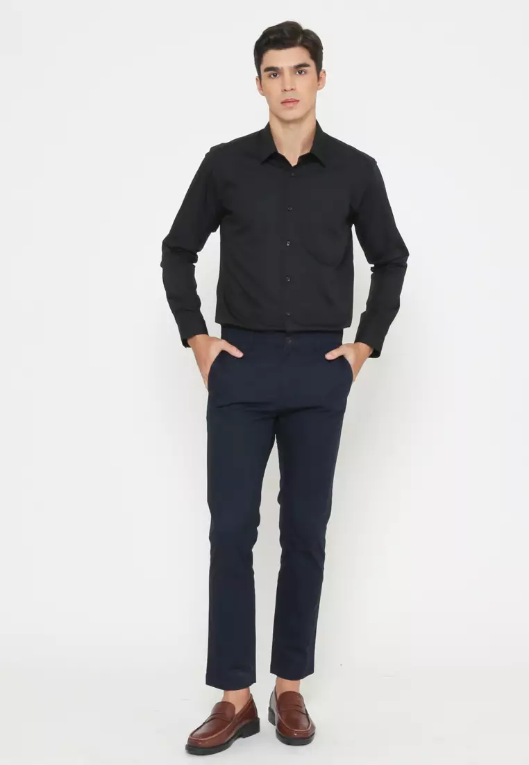 MEN'S BLACK SLIM FIT LONG SLEEVE SHIRT
