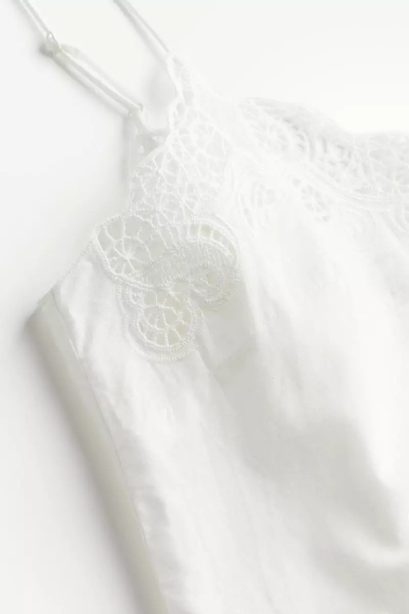 Linen-blend embroidered dress