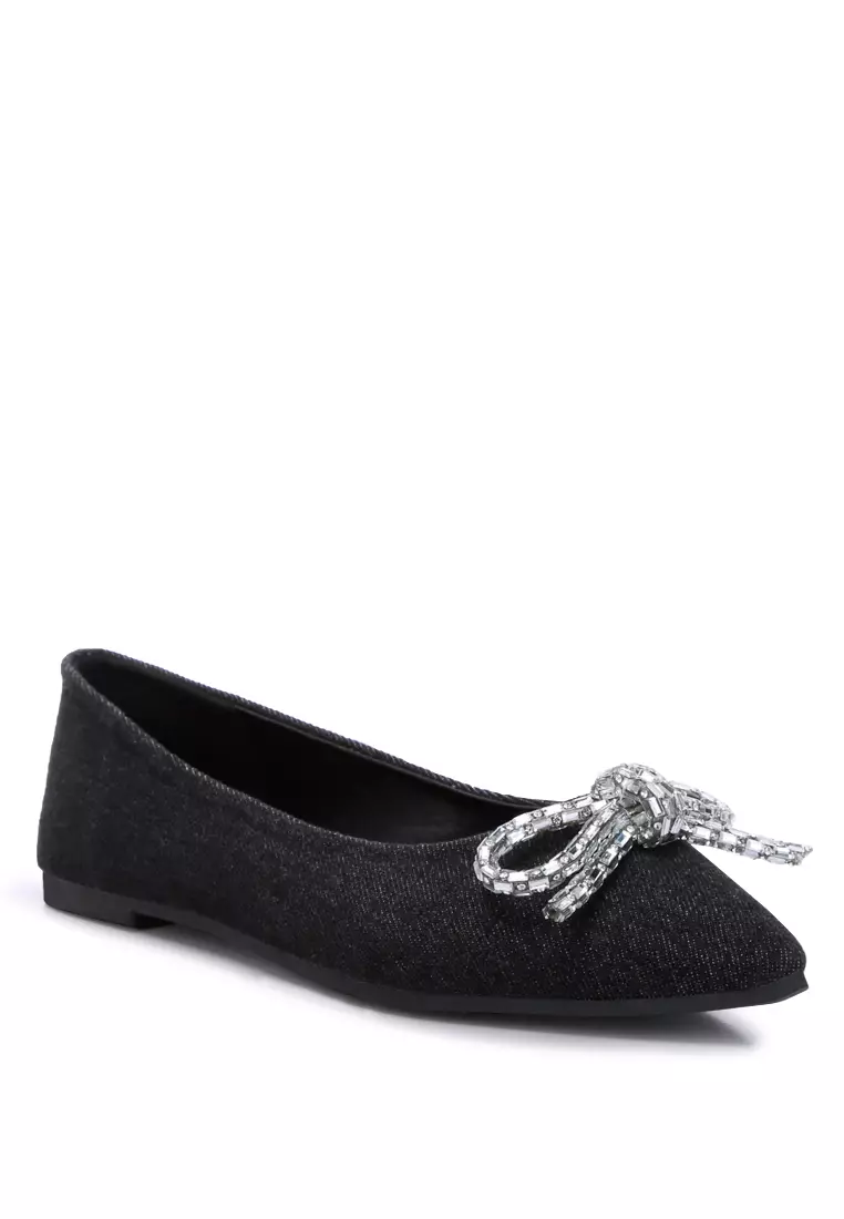 Black Bow Detail Ballet Flats
