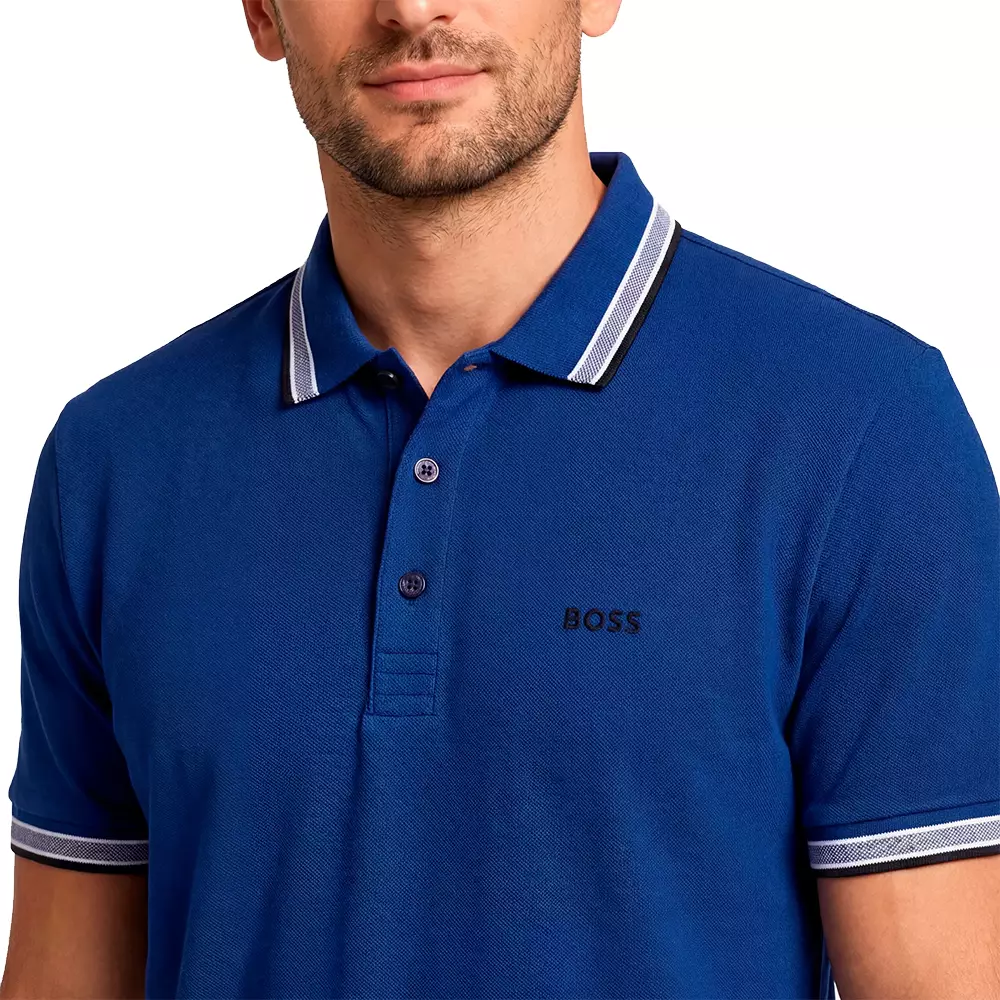 Style Paddy Contrast Logo Polo Shirt Blue
