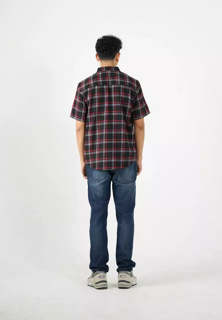 Greenlight Men's Flannel Plaid Shirt Short Sleeve Regular Fit Creo OL-C030225