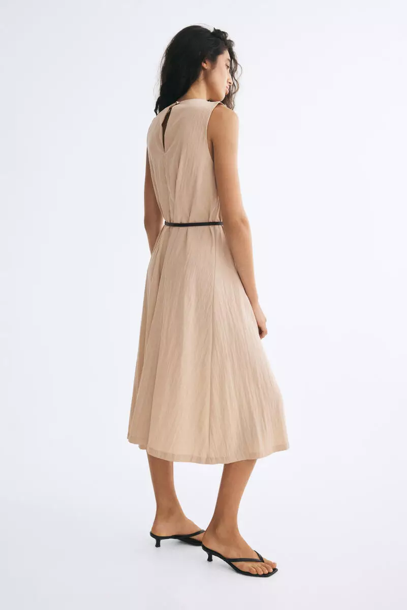 Belted cowl-neck dress