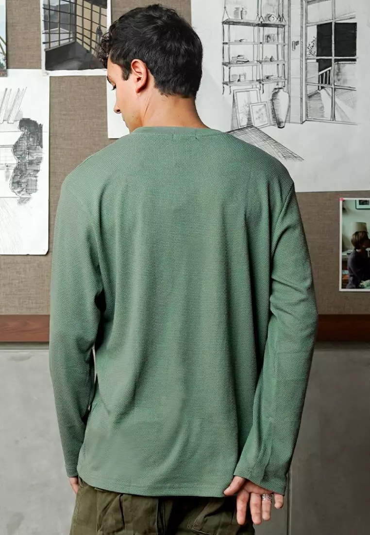 MATSUDA Kaos Lengan Panjang 20S Texture Popcorn Katun Nagato