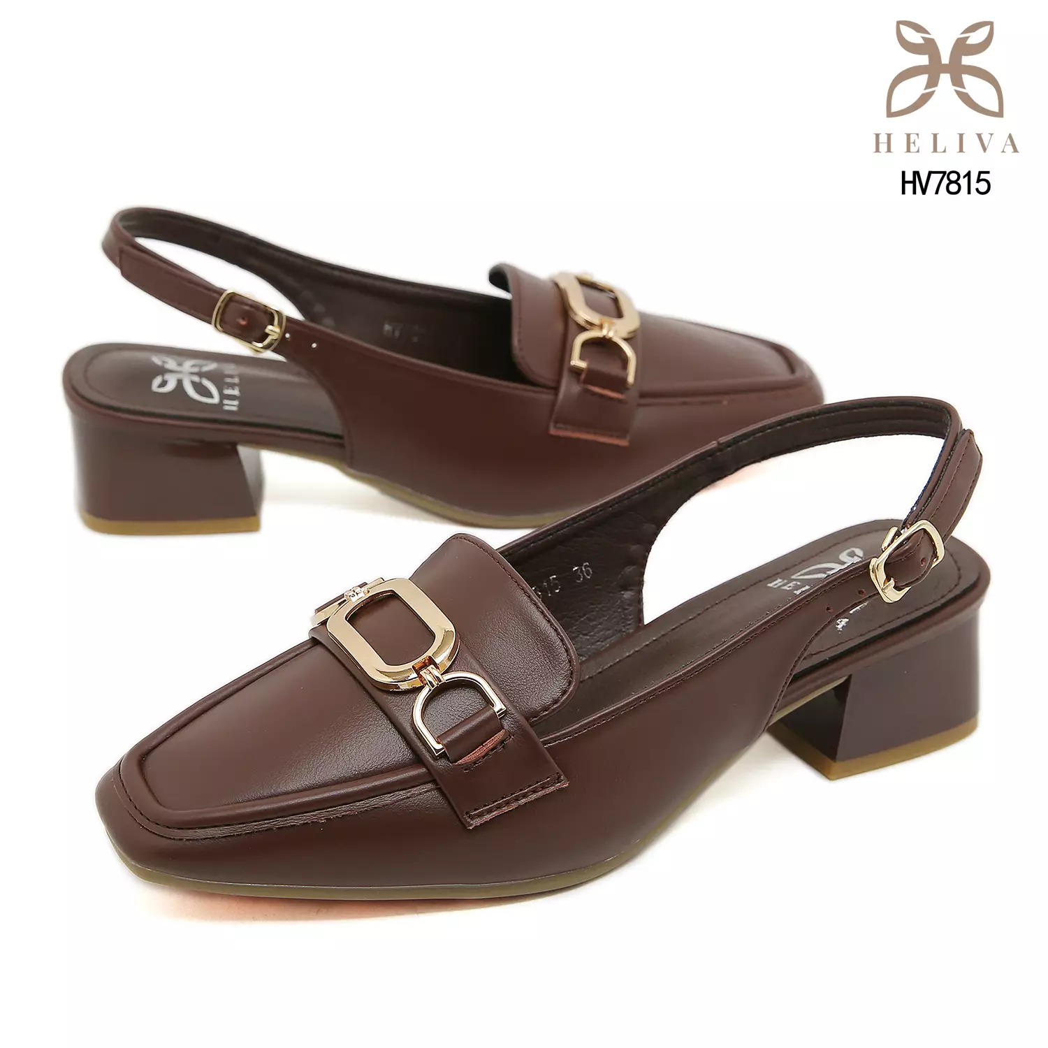 Heliva Enel Modern Loafer-Inspired Heels with Slingback Design & Iconic Bit Ornament HV7815