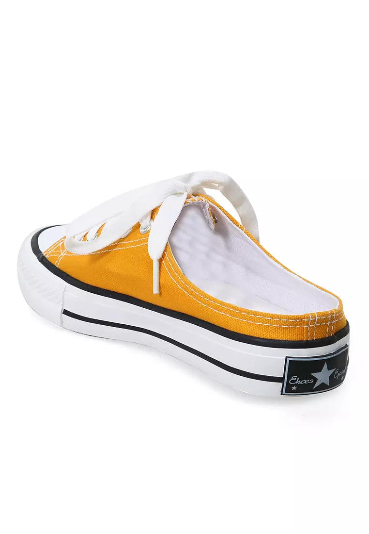 Sneakers Slip On Casual Pria Wanita Tali Ikat Comfortable - Yellow