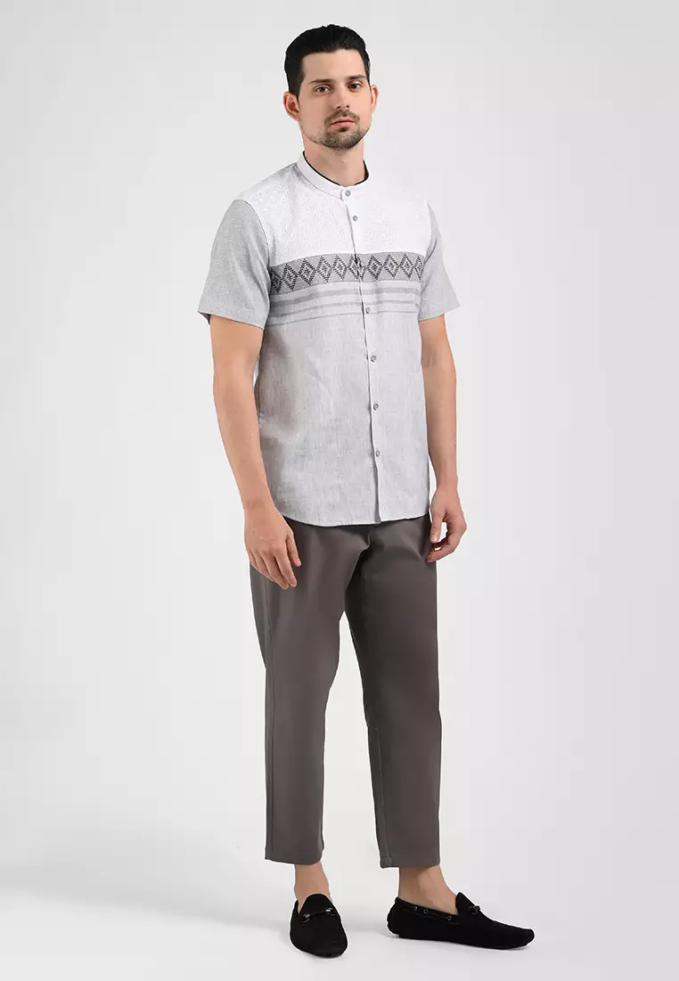 MOC Kemeja Koko Lengan Pendek Pria TRISTAN-GREY