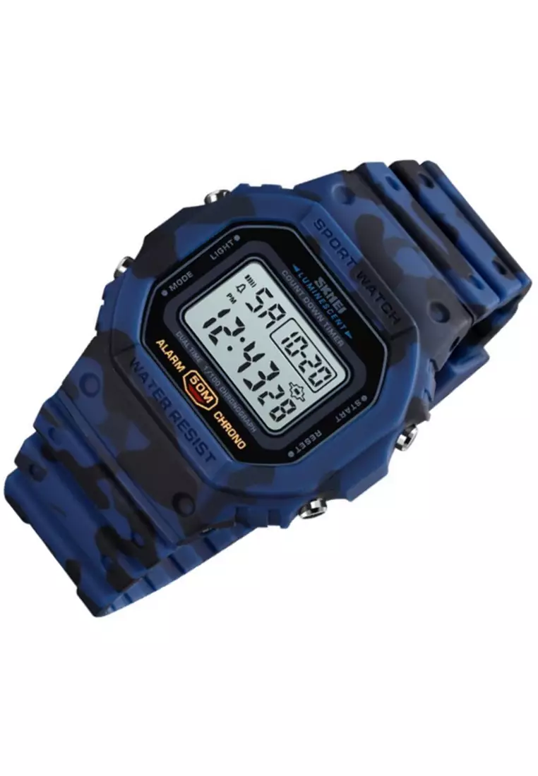 Jam Tangan Digital Pria Design Sporty Many Function Waterproof 50m Strap Tali Material PU ZQ62 ORIGINAL