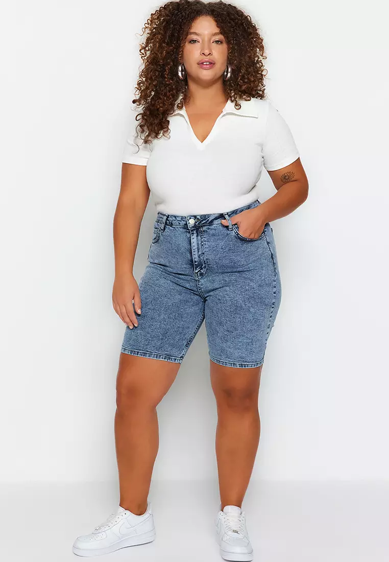 Plus Size High Waist Skinny Shorts
