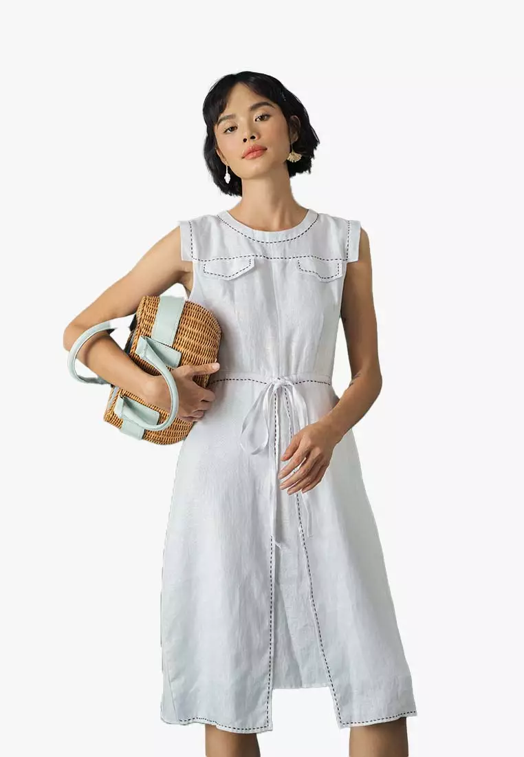 Buy F2 - Fashion and Freedom STRIP LINEN MIDI DRESS 2024 Online