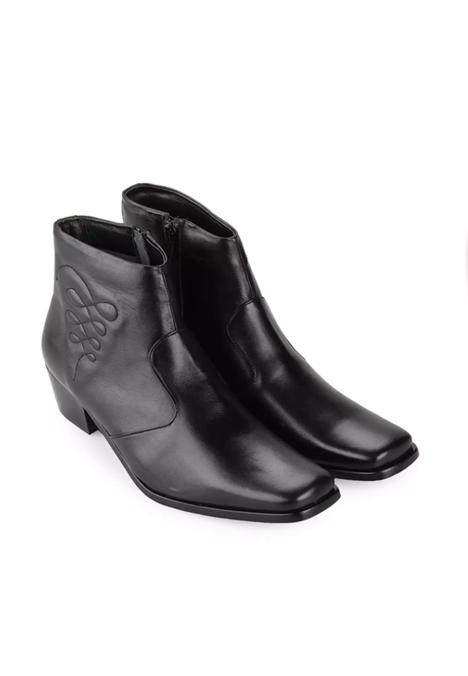 Olivia Sepatu zipper Ankle boots Wanita guinine leather