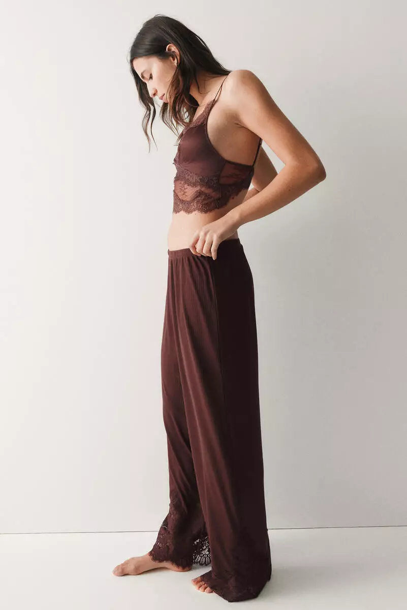 Lace-trimmed pyjama bottoms