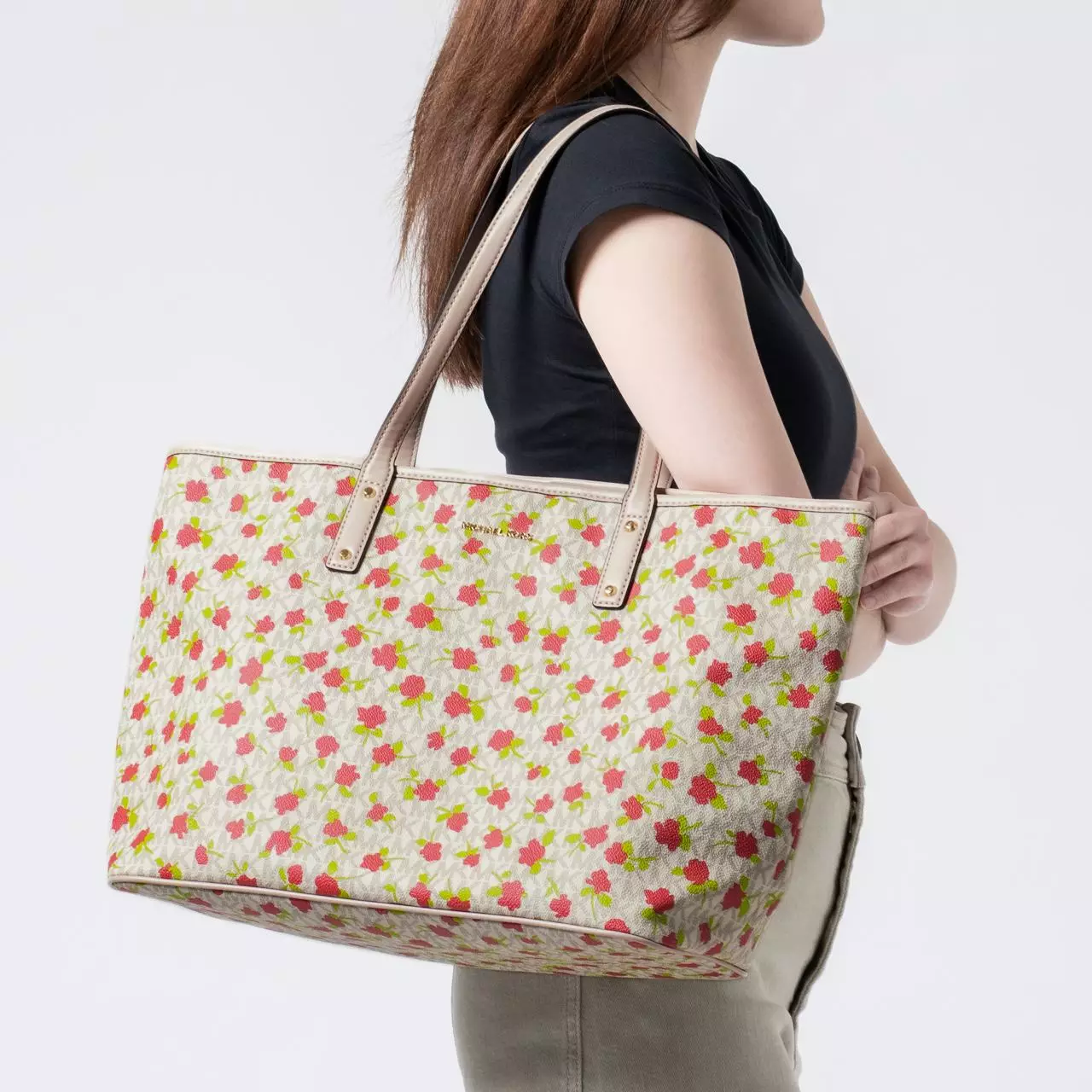 Jual Michael Kors Michael Kors Carter Floral Tote Bag Vanilla