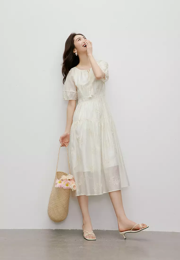 Embroidered Midi Dress