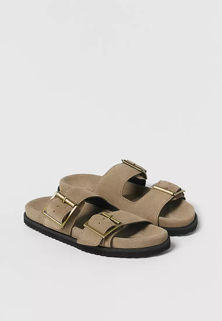 ZARA Split Suede Leather Sandals 2025 | Buy ZARA Online