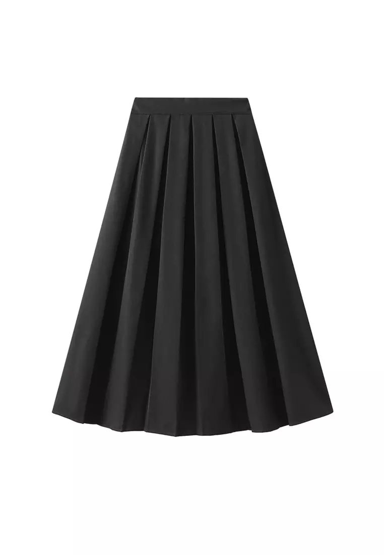 Elasticated black pleated top skirt