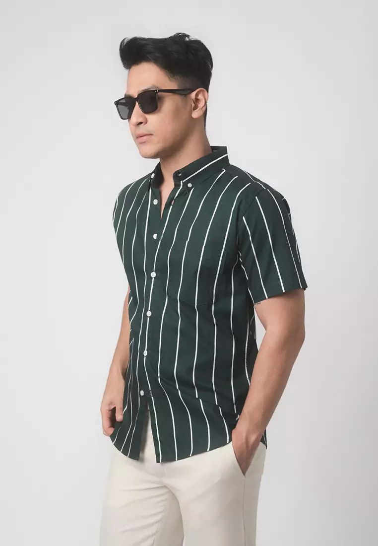 Vicente Stripe Dark Green SS