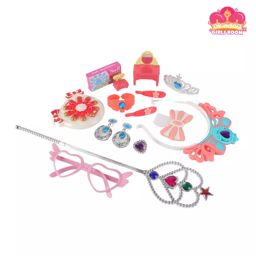 Okiedog Girls Room Queen Crown With Magic Hair Stick - Mainan kecantikan, mainan make up anak
