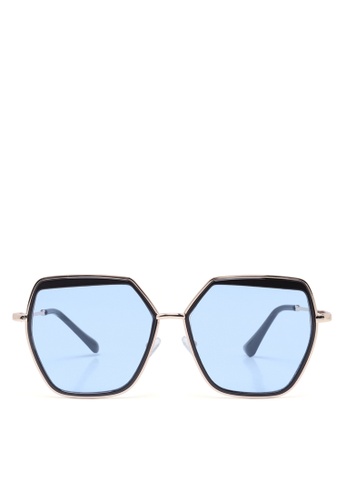 Buy London Rag Sky Blue Metal Hexagon Rimmed Sunglasses Online Zalora Malaysia