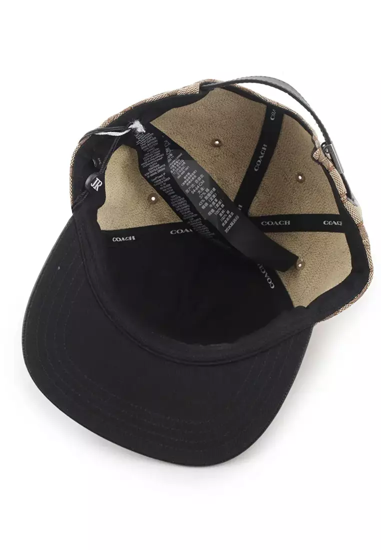 Mens Signature Jacquard Flat Brim Hat Brown - Main Image