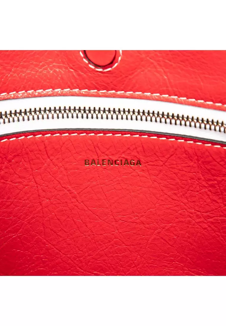 Pre-Loved Balenciaga Small Lambskin Striped Barbes East West Shopper Tote