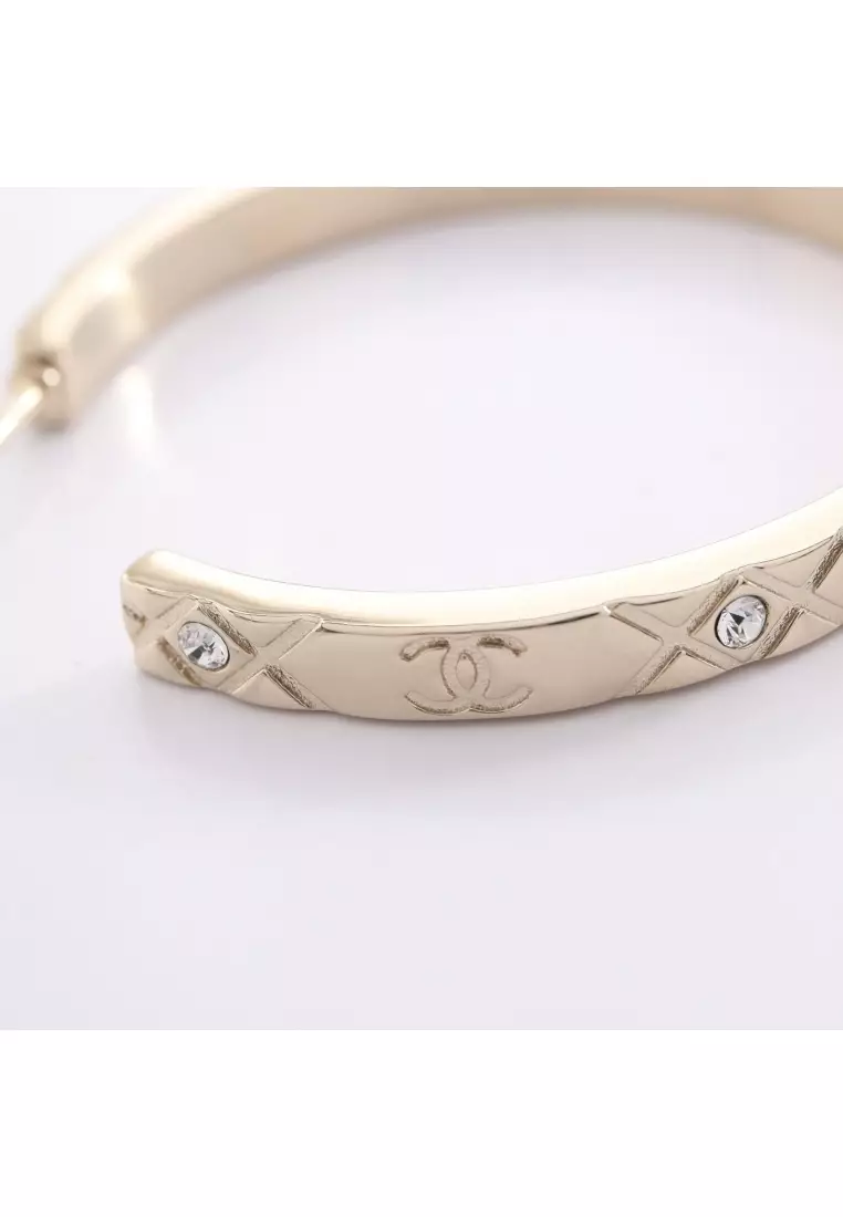 Chanel Pre-Loved Chanel coco mark hoop earrings GP Rhinestone gold 