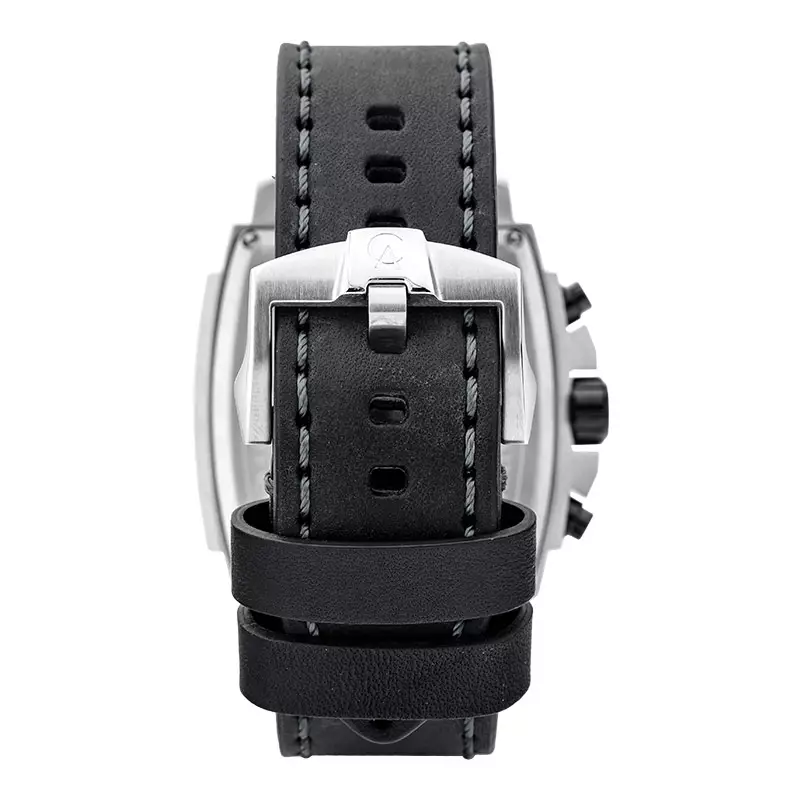 Jam Tangan Pria Alexandre Christie Chronograph AC 6376 MC LTBBA Men Black Dial Black Leather Strap