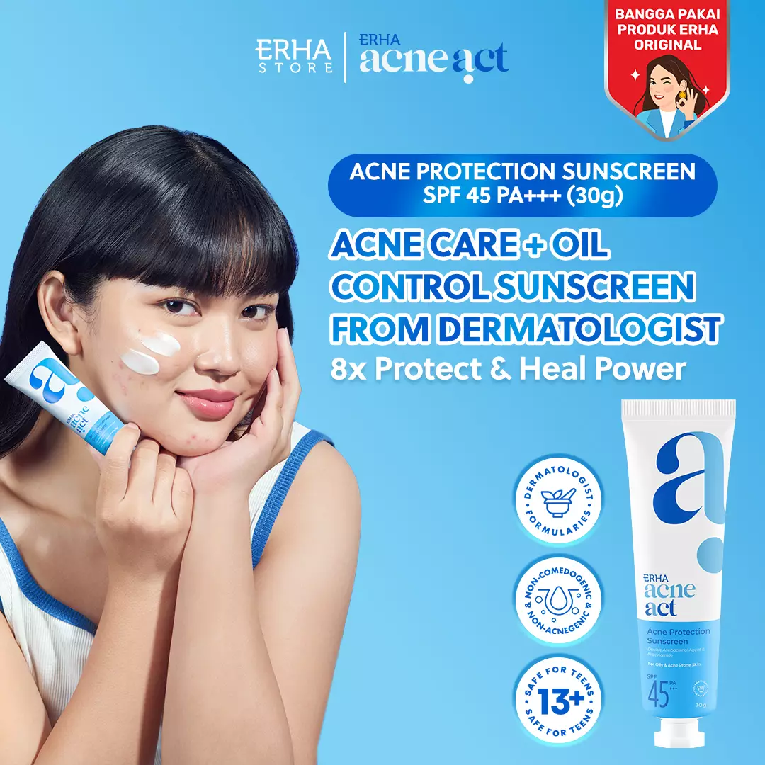 ERHA Acneact Acne Protection & Oil Control Sunscreen SPF 45+++ 30 g Sunscreen Jerawat Niacinamide