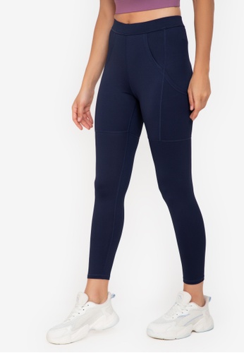 ZALORA ACTIVE navy Back Detail Leggings 9BF6BAADF4DB42GS_1