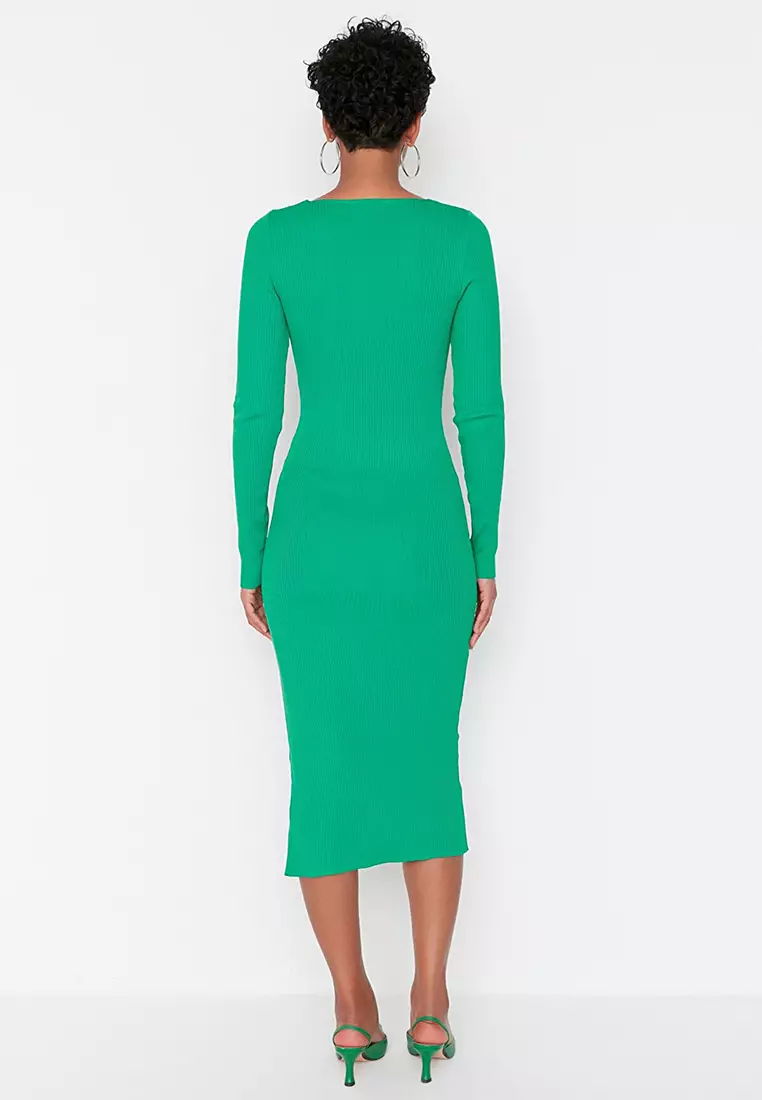 網上選購Trendyol Square Neck Slit Knit Dress 2024 系列| ZALORA香港