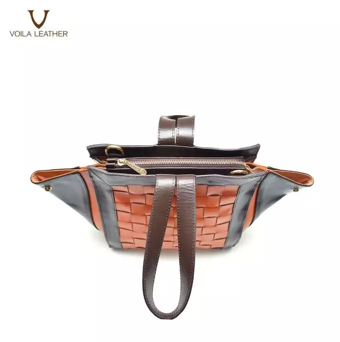 Genuine Leather Tote & Sling Woven Bag Voila Cantika